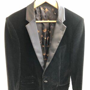 Suslo Couture Mens Black Velvet Sport Coat Blazer size 38 Short